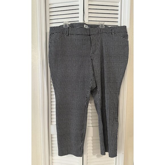 Old Navy Skinny Ankle Womens Pants Black White High Rise Houndstooth Plus Sz 24 - Picture 1 of 7
